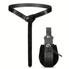 2pcs Medieval Viking Belt Faux Leather Belt Pouch Renaissance Cosplay Set