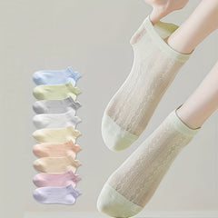 9 Pairs Argyle Pattern Mesh Socks Comfy & Breathable Women's Stockings