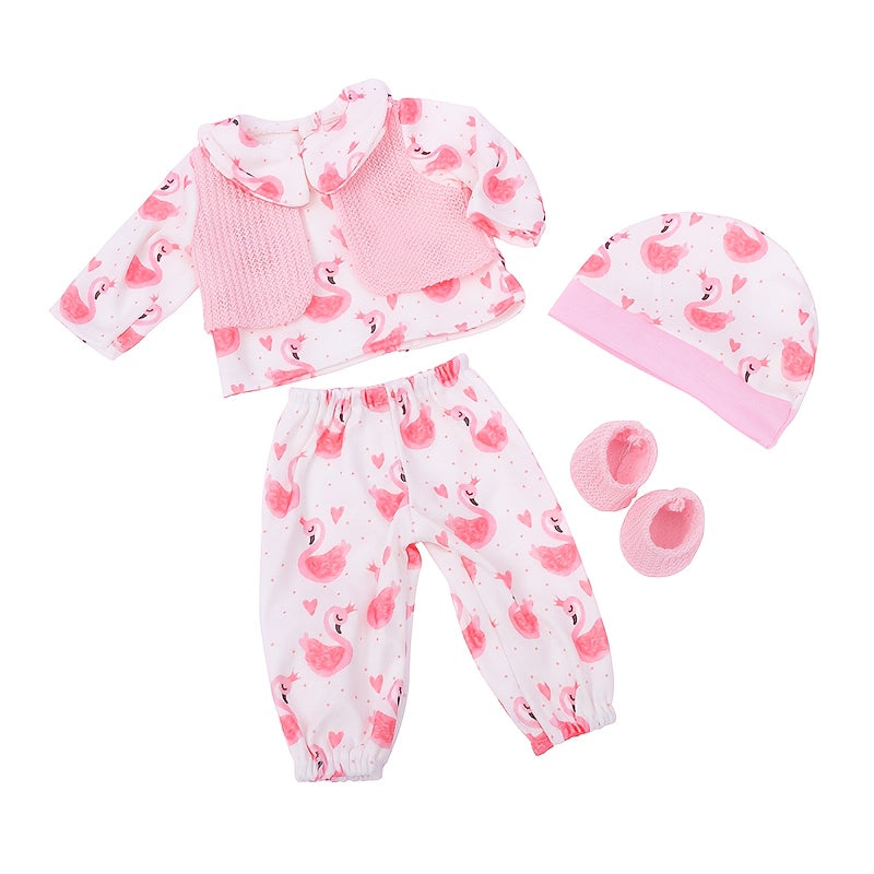 4pcs Flamingo Girl Doll Clothes for 17-18 inch Reborn Dolls