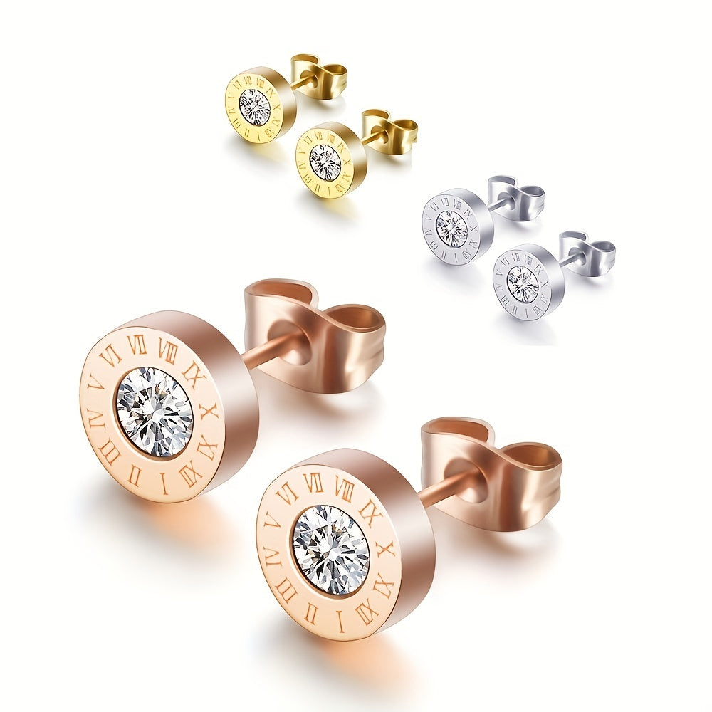 Stylish Round Zircon Earrings for Men