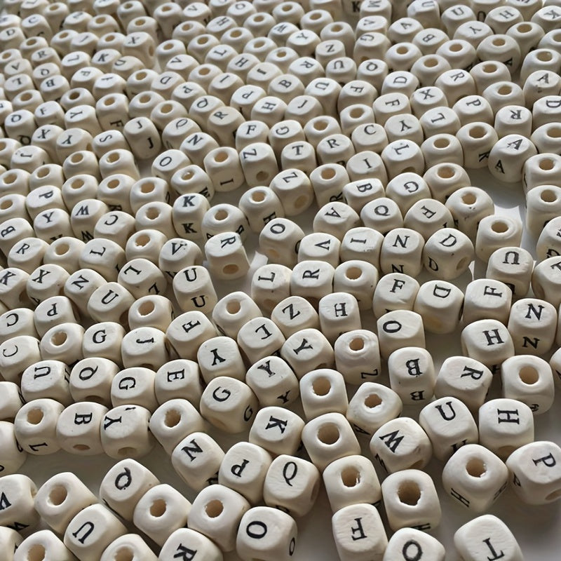 10mm Primary Square Letter Wooden Bead English Letter DIY Jewelry Material