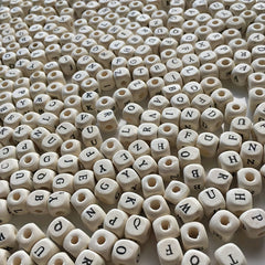 10mm Primary Square Letter Wooden Bead English Letter DIY Jewelry Material