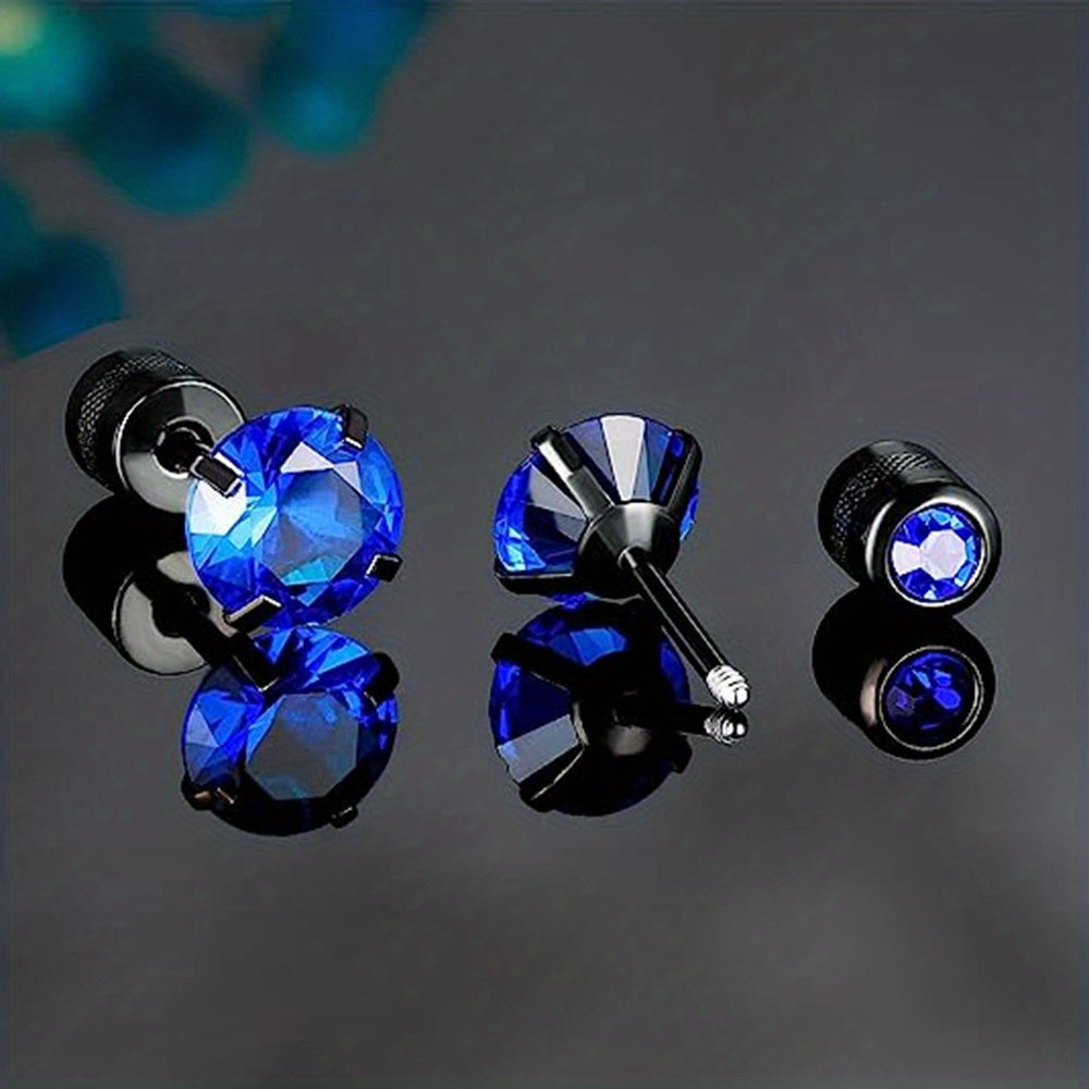 Double Sided Faux Diamond Stud Earrings for Men