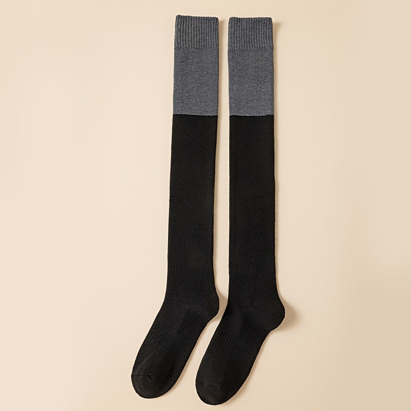3 Pairs Colorblock Thigh High Socks Women's Stockings