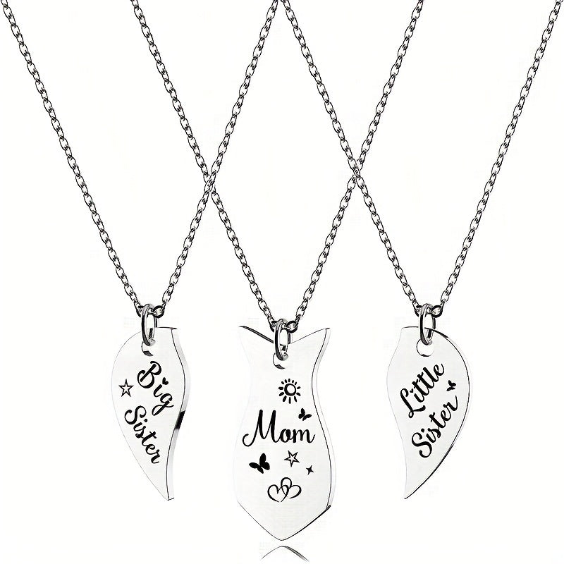 Stainless Steel Love Mother & Daughter Necklace Set