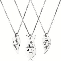 Stainless Steel Love Mother & Daughter Necklace Set