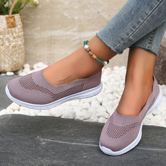Women's Knitted Flat Loafers Slip On Shoes Lightweight Walking Shoes