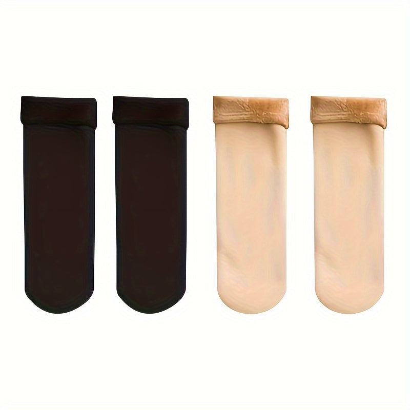 4 Pairs Winter Warm Cashmere Socks Thermal Fleece Lined Thickened Socks