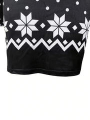  Christmas Graphic Print Long Sleeve Mini Dress