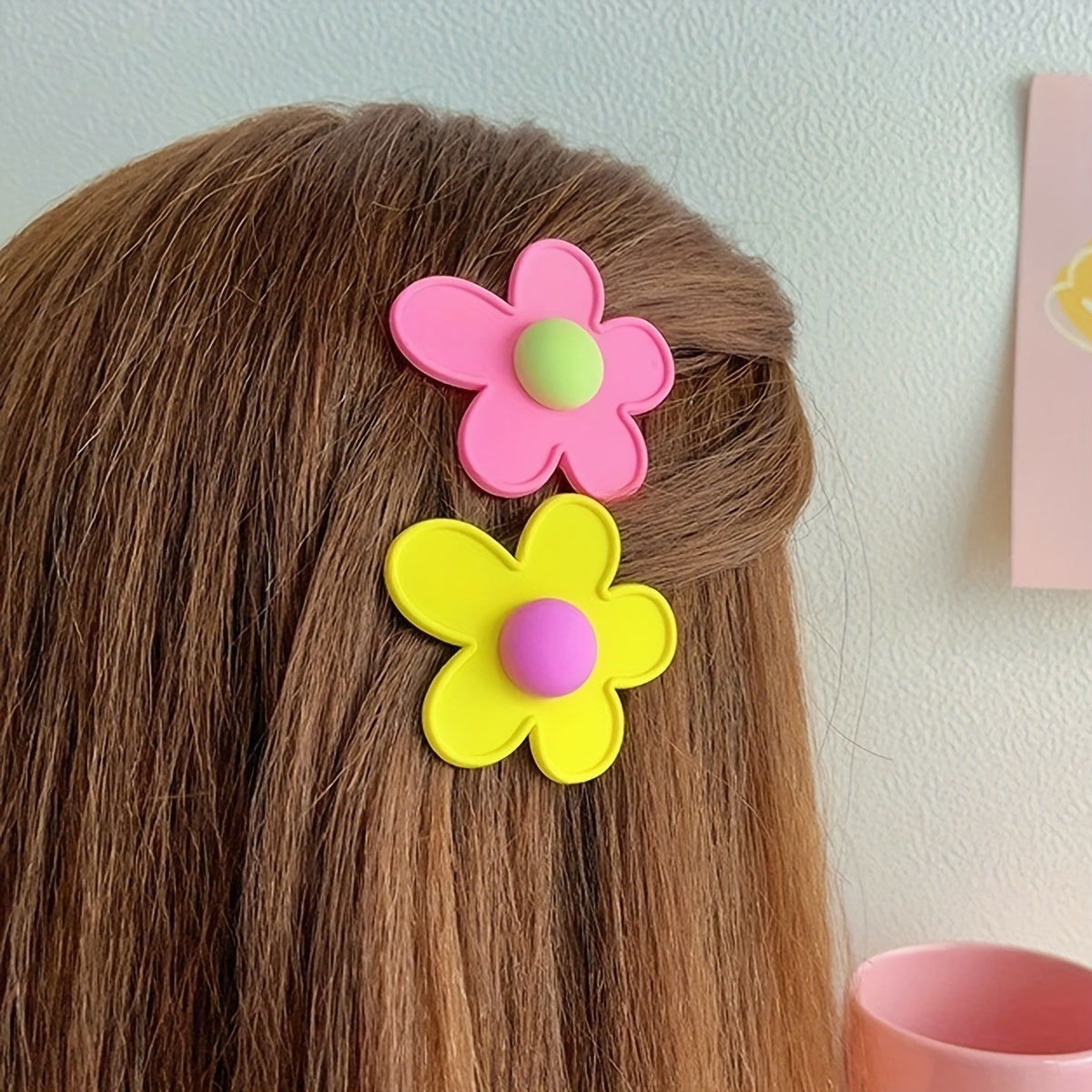 2Packs Flower Hair Clip Barrette Retro Floral Hair Clips Girls Women Kids