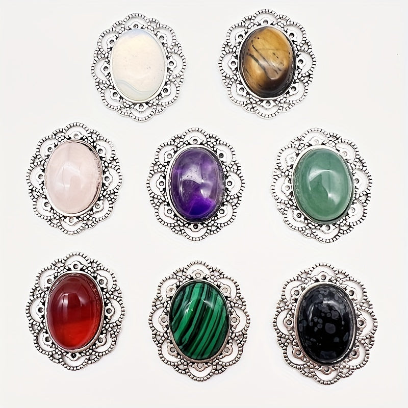 Vintage Boho Style Natural Crystal Stone Alloy Pendants
