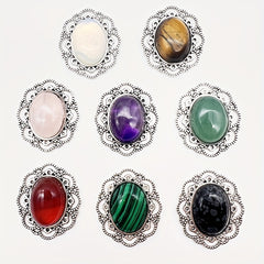 Vintage Boho Style Natural Crystal Stone Alloy Pendants