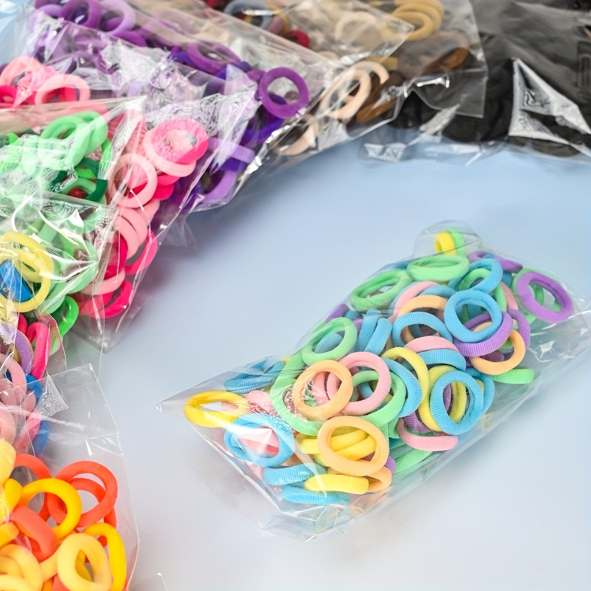 100pcs Solid Hair Ties Thick Stretchy Rubber Bands Ponytail Holder