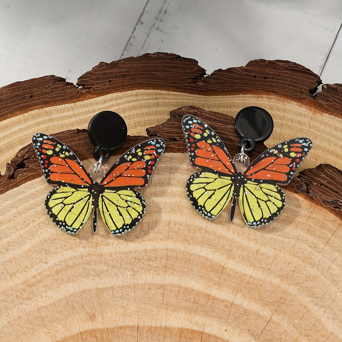 Butterfly Pendant Retro Dangle Earrings Acrylic Jewelry Gift For Women Girls