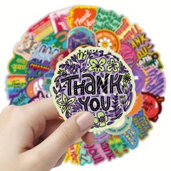 53 Pack Vinyl Thank You Decals for Scrapbooking Journals Laptops