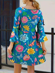  Casual Dress Women's Plus Floral & Butterfly Print