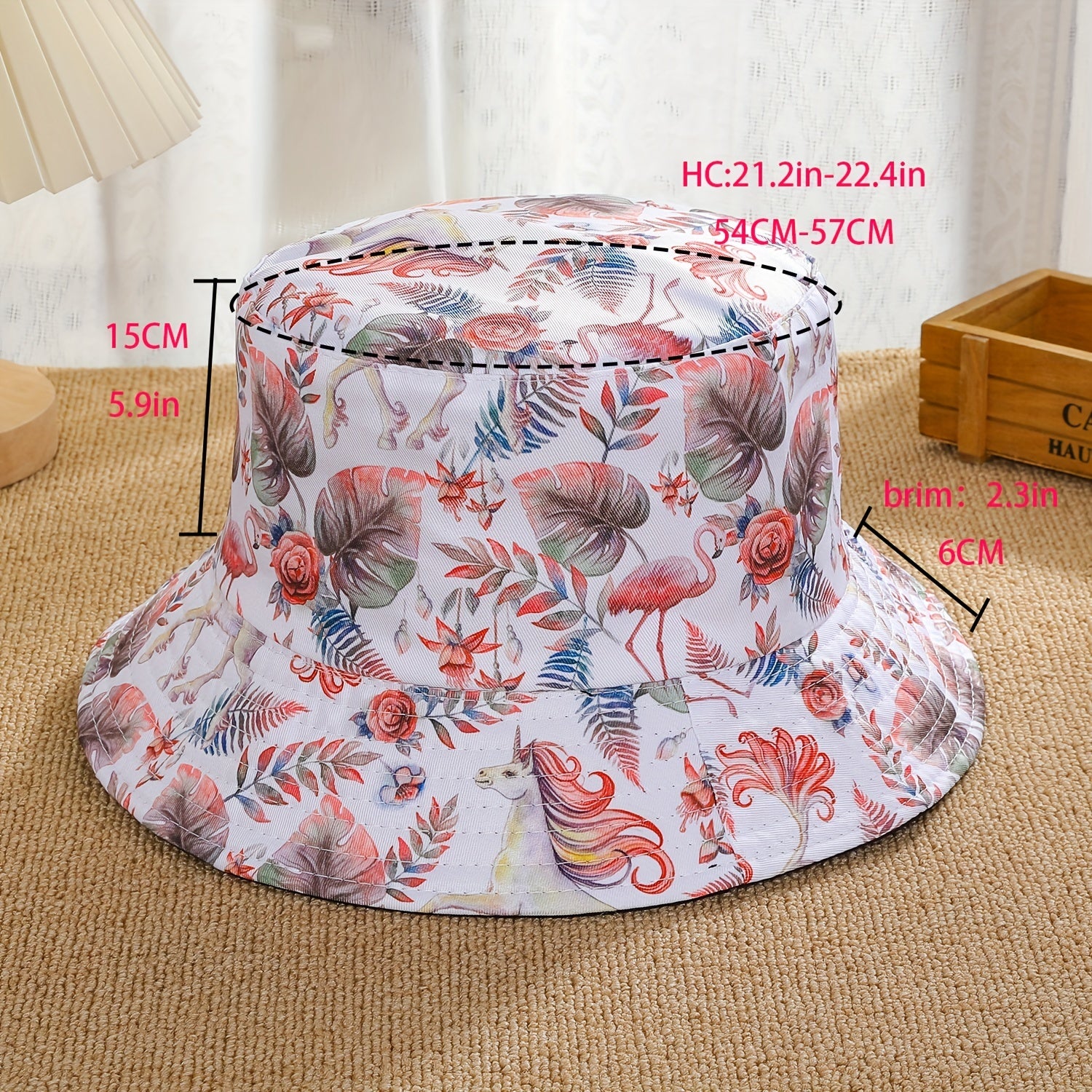 Casual Reversible Bucket Hat Unicorn Print Set Mushroom Hat