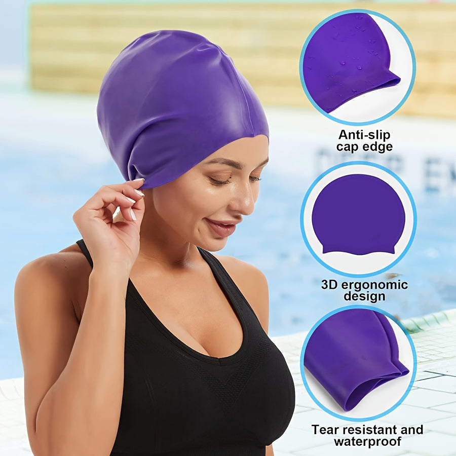 Silicone Swimming Cap for Long Hair Waterproof Swim Accessory