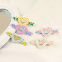 Sweet Heart Decor Hair Clip Duck Billed Clip For Side Hair Bang Braids