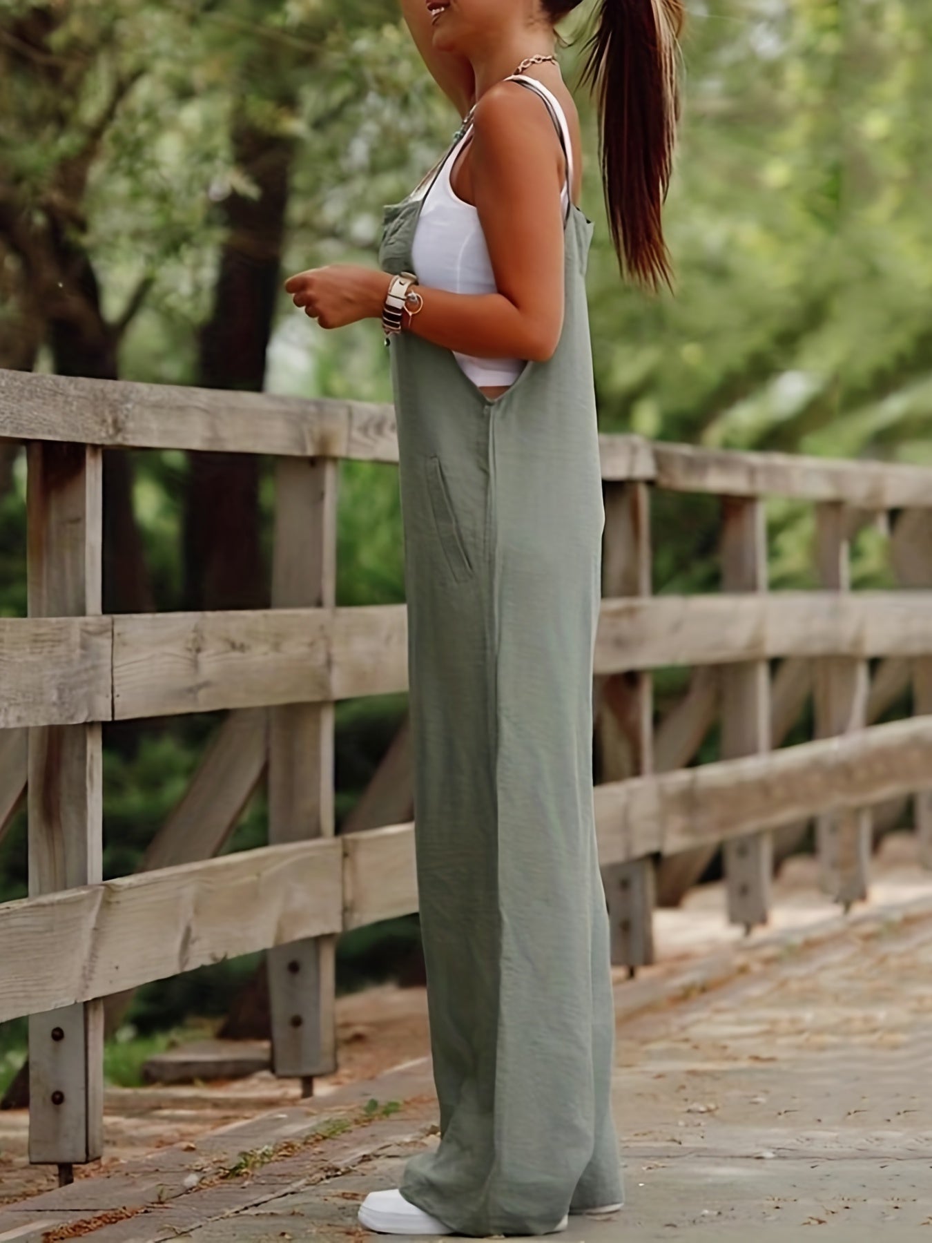 Wide Leg Cami Romper Sleeveless Jumpsuit for Summer