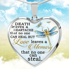 Heart Dragonfly Text Pendant Necklace Party Jewelry Men Gift