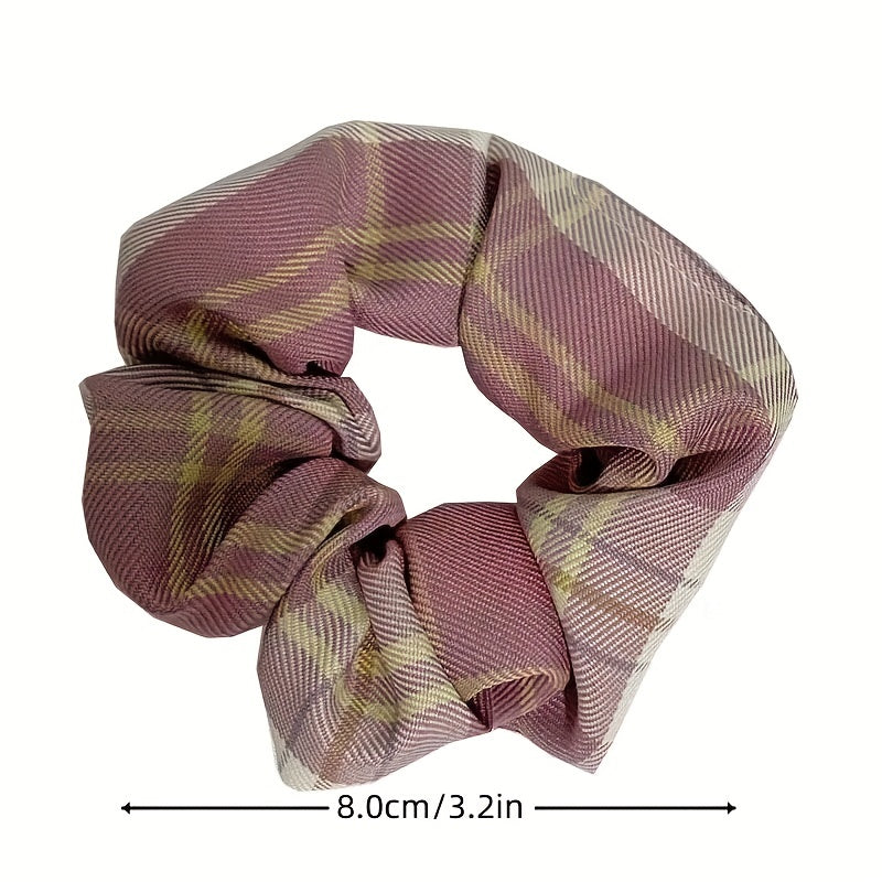 10pcs Plaid Hair Tie Elastic Ponytail Holder Hair Accessories For Women Girls