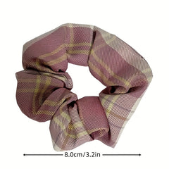 10pcs Plaid Hair Tie Elastic Ponytail Holder Hair Accessories For Women Girls