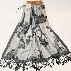 Vintage Jacquard Tassel Scarf Paisley Print Shawl
