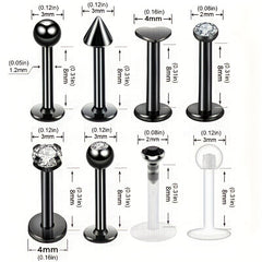 8pcs Titanium Rings Body Piercing Set Men