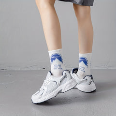 5 Pairs Letter Print Socks Breathable All match Women's Stockings