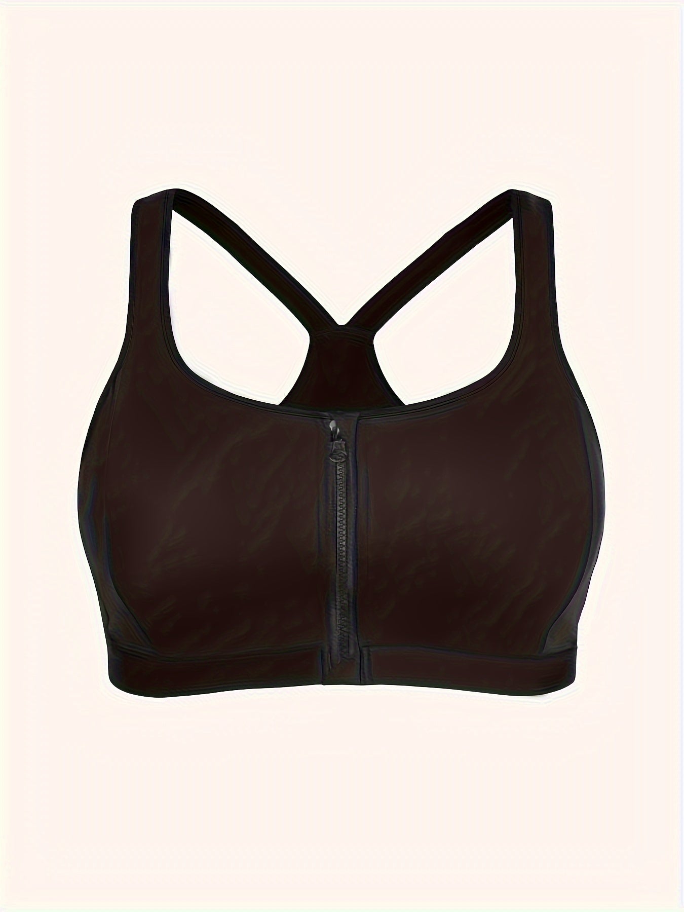 Plus Size Sports Bra Women's Plus Solid Front Zipper Wireless