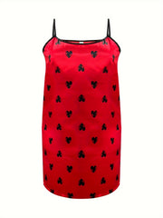 Satin Leopard Print Round Neck Nightgown