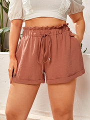  Solid Elastic Drawstring Loose Fit Shorts