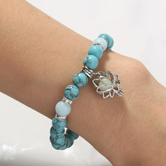 Stone Smooth Bracelet with Lotus Pendant Glowing Beads