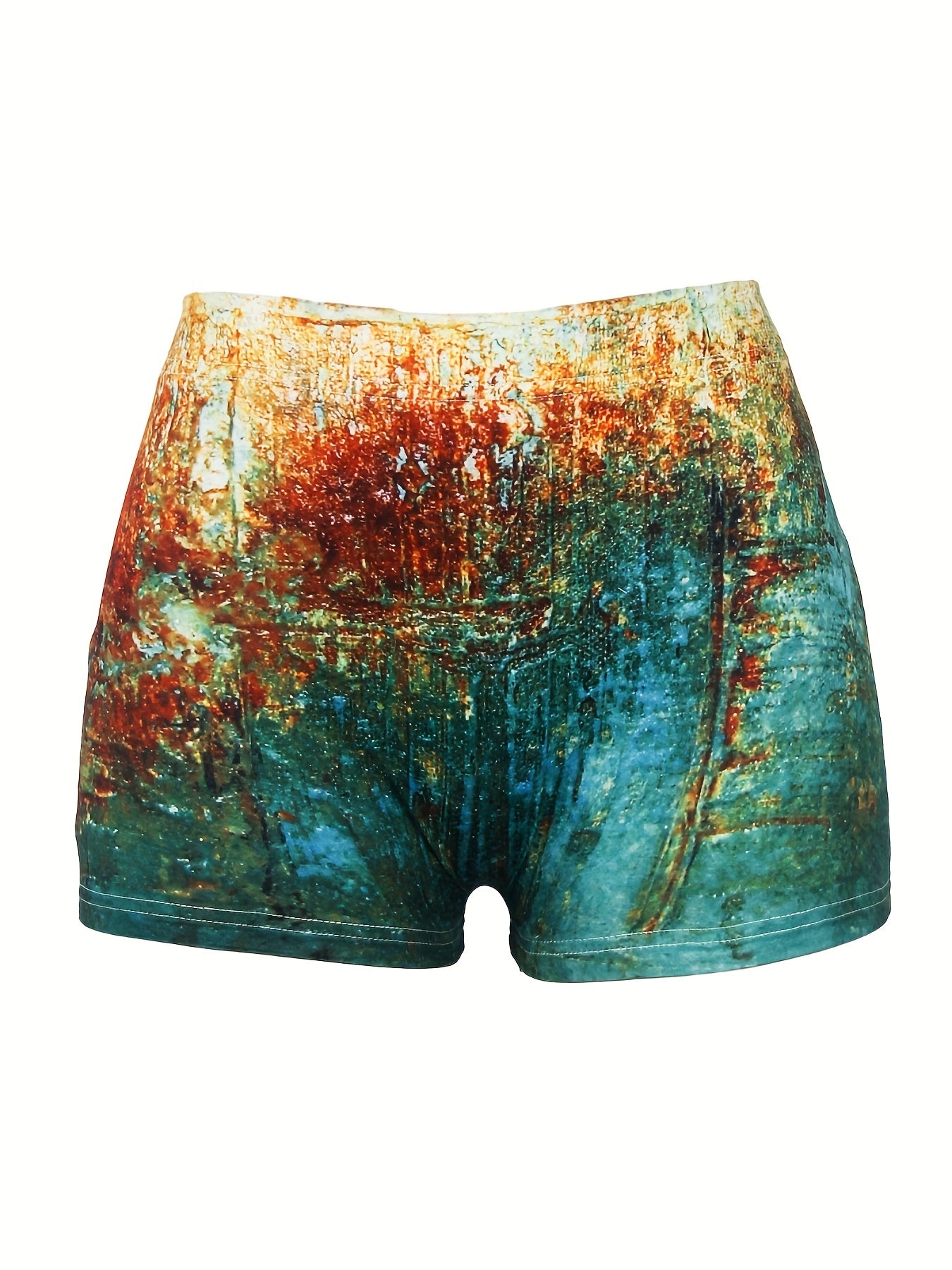 Women's Plus Size Western Style Floral Tie Dye Elastic High Rise Shorts