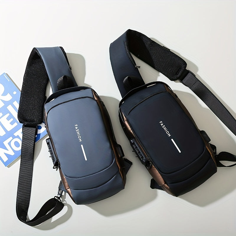 Men's Nylon Crossbody Bag USB Charging Waterproof Shoulder Bag