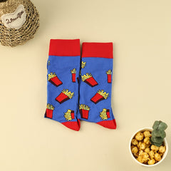 3 Pairs Cartoon Chips Print Socks Women's Stockings & Hosiery