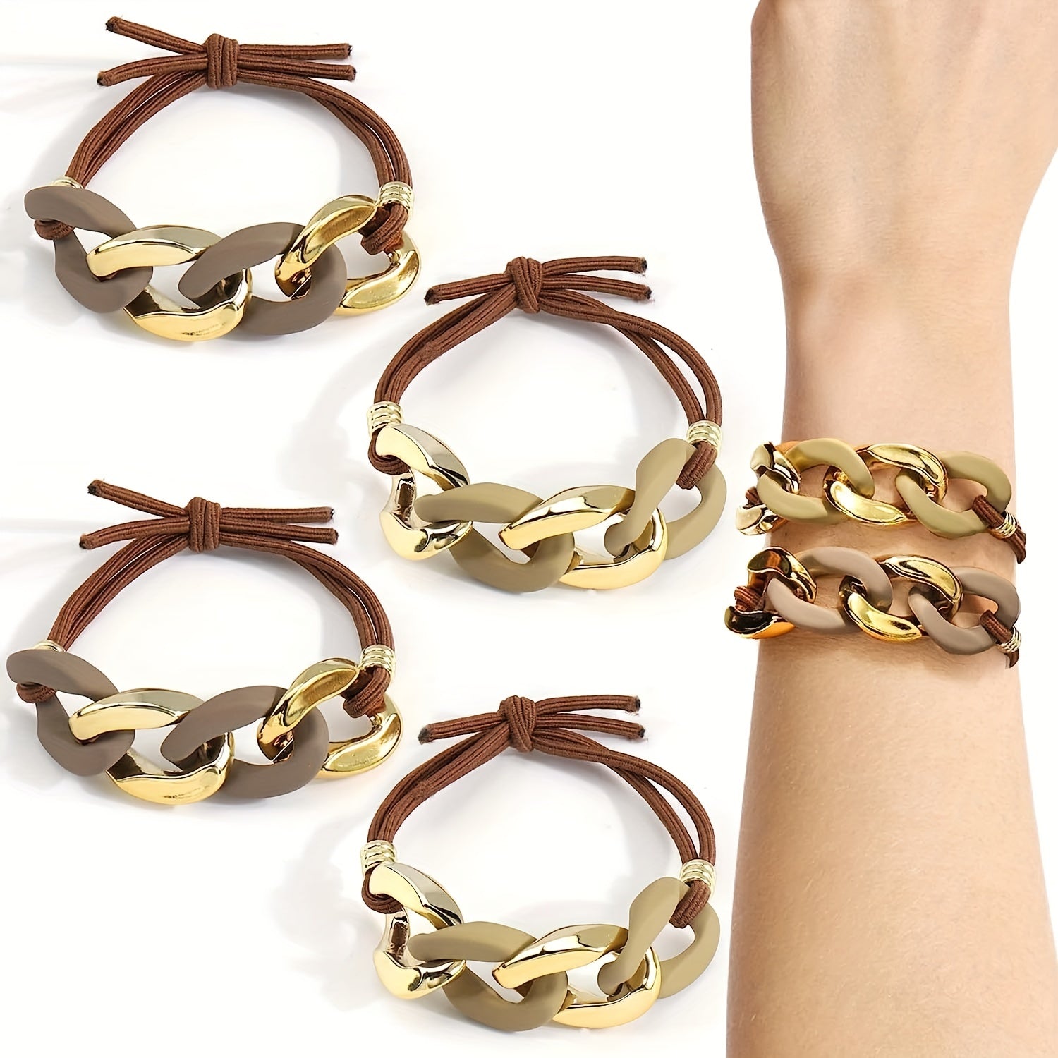 Chain Bracelet Hair Tie Style Hair Rope Elastic Ponytail Holder Hair Ring