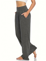 Women's Plus Solid Wide Leg Trousers With Pockets