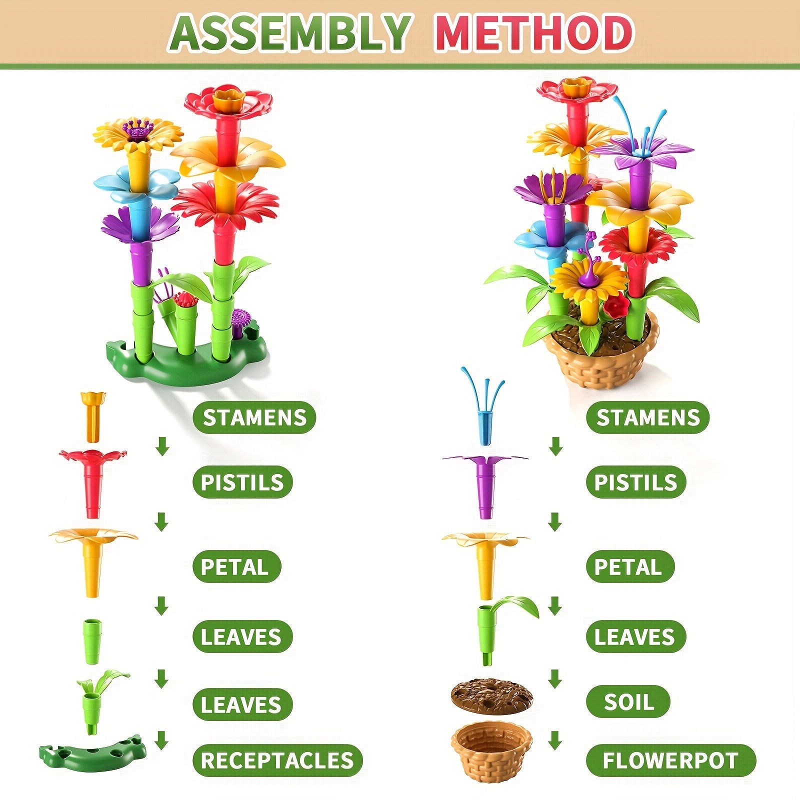 DIY Flower Arrangement Puzzle Toy Set with Storage Box