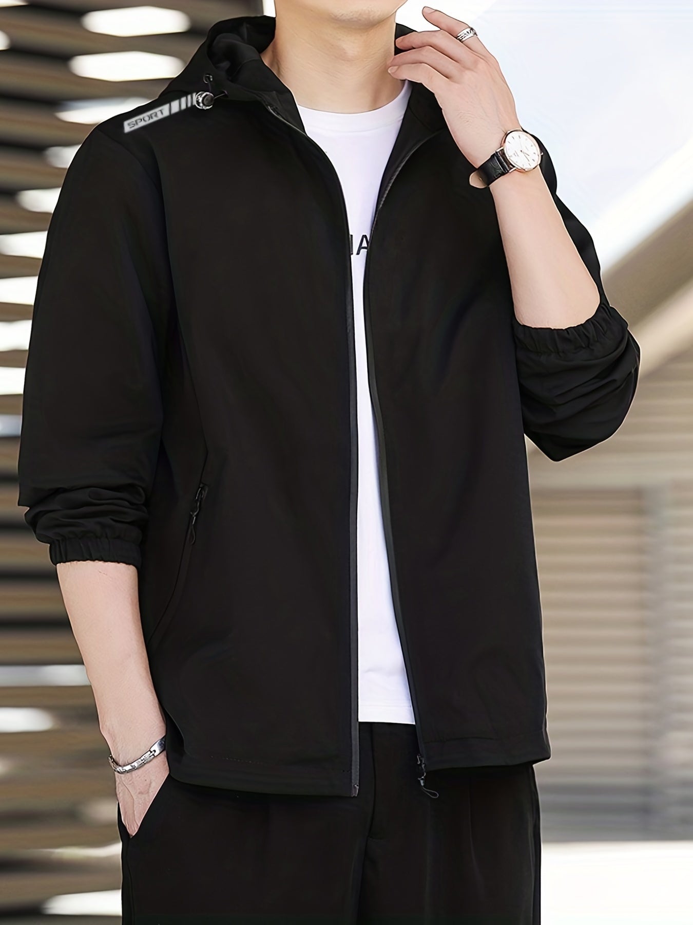 Men's Casual Windbreaker Jacket for Outdoor Activities