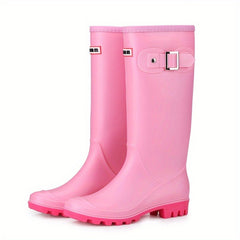 Women's Waterproof High Top Buckle Rain Boots