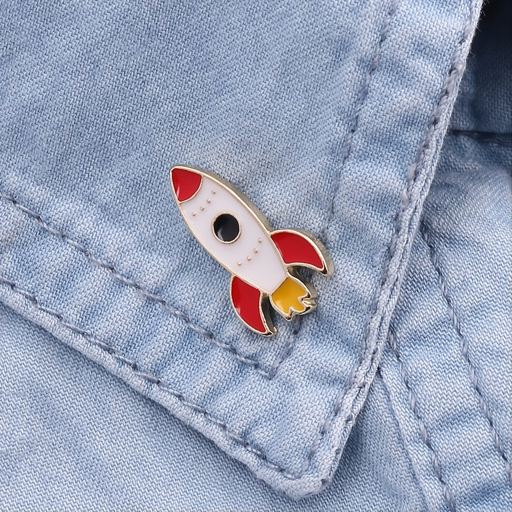 Cartoon Rocket Brooch Mini Enamel Pin Backpack Clothing Accessories