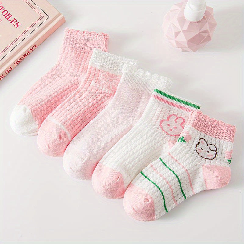 5 Pairs Kids Thin Lace Socks for Spring & Summer