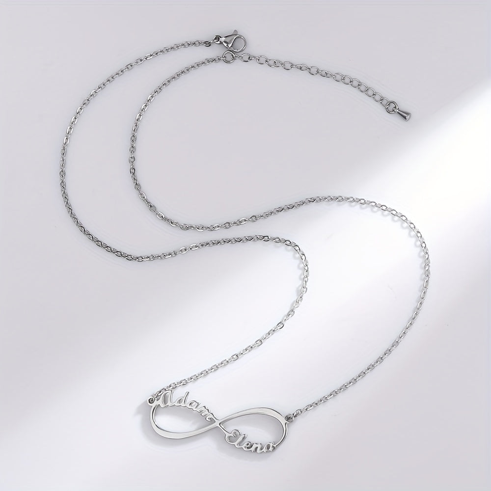 Custom Infinite Love Necklace with 2 Names & Sign, 5 Fonts