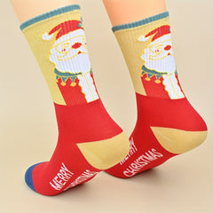 10 Pairs Christmas Print Socks Women's Mid Tube Stockings Hosiery
