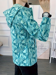 Zipper Fleece Lined Hooded Sports Jacket for Women