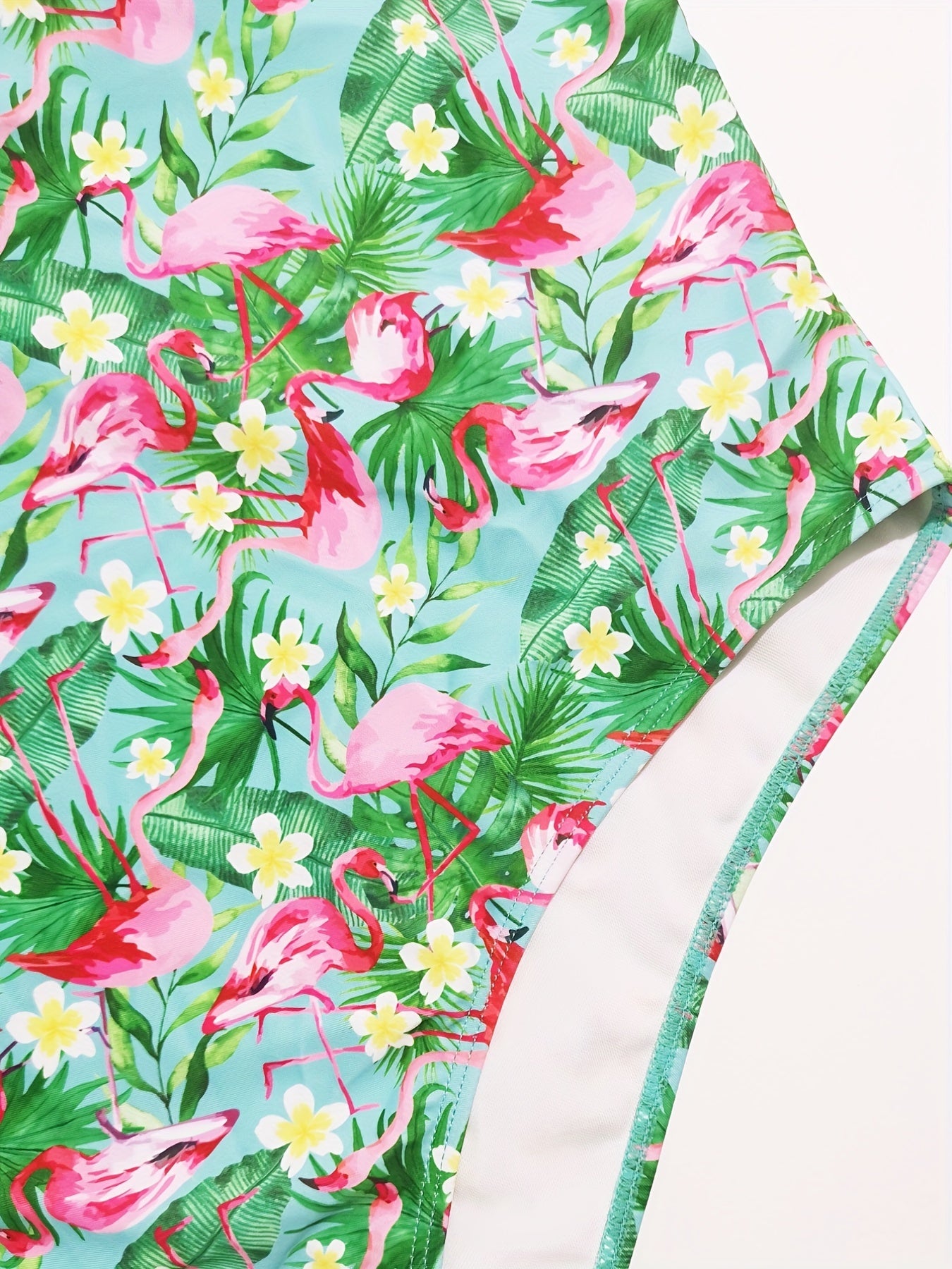  Sexy One Piece Swimsuit Women's Plus Tropical Print Cap Sleeve V Neck