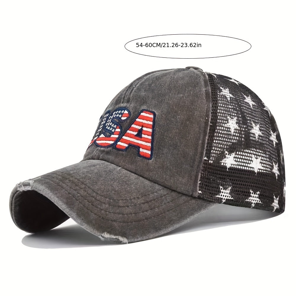 Breathable Mesh Cap Mens Peaked Cap Letter Embroidery Baseball Cap