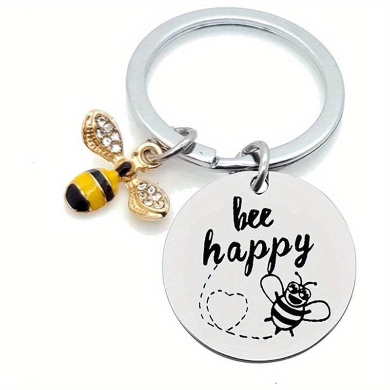 Bee Happy Keychain Inspiring Gift for Loved Ones